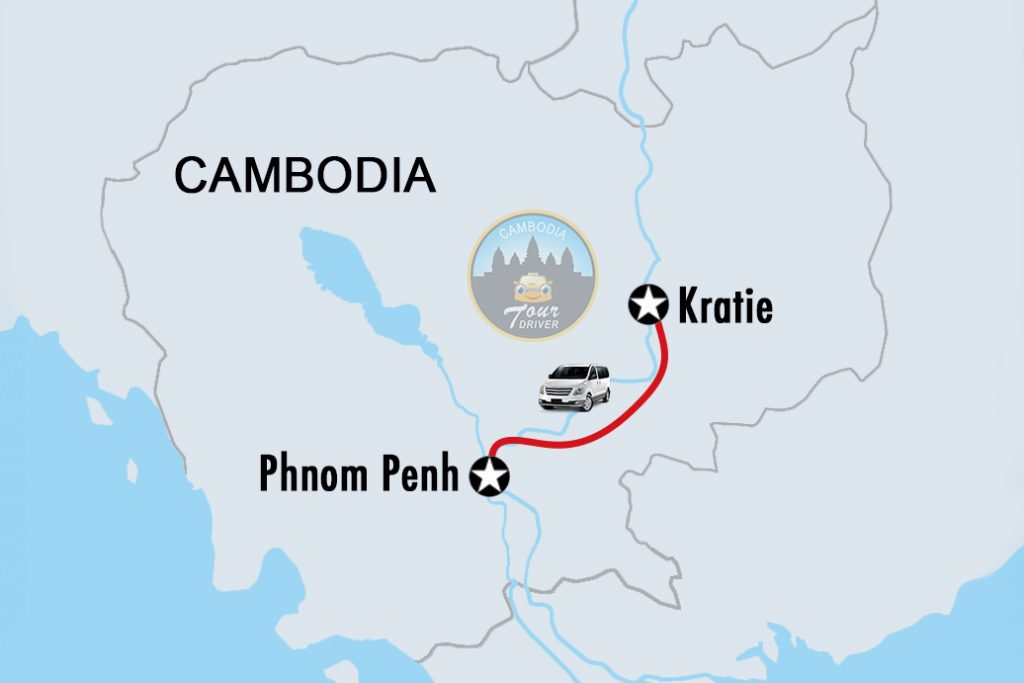 Private Taxi Transfer Phnom Penh - Kratie Map