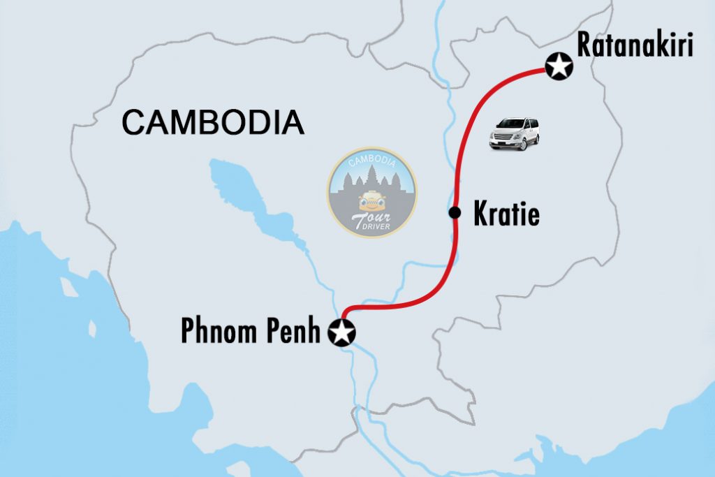 Private Taxi Transfer Phnom Penh - Ratanakiri Map