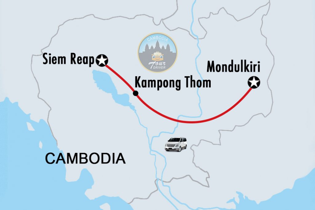 Private Taxi Transfer Siem Reap - Mondulkiri Map